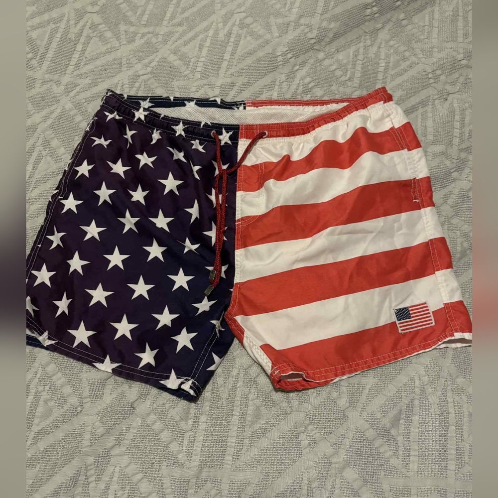 Exist Swim - USA Surf American Flag Themed Swim Trunks, Size Men’s Large